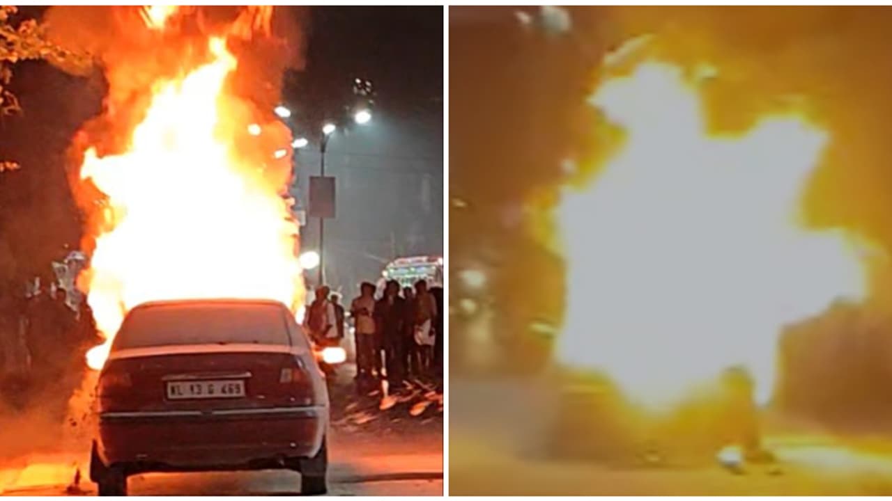 മിനിറ്റുകൾ മാത്രം, കണ്ണൂരിൽ ഓടിക്കൊണ്ടിരിക്കെ തീ ഗോളമായി മാറി കാര്‍; ആളപായമില്ല, യാത്രക്കാര്‍ രക്ഷപ്പെട്ടു