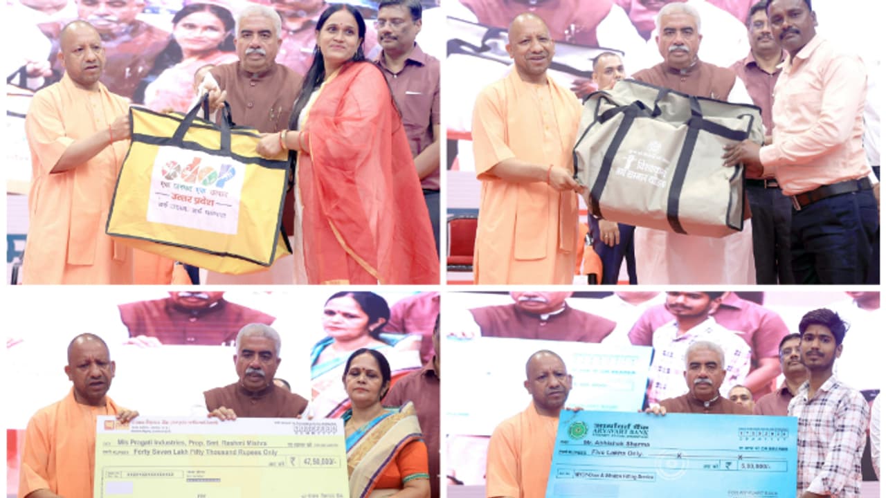 UP CM Yogi Adityanath distributes toolkits to artisans, craftsmen on Vishwakarma Jayanti UP CM Yogi Adityanath distributes toolkits to artisans, craftsmen on Vishwakarma Jayanti