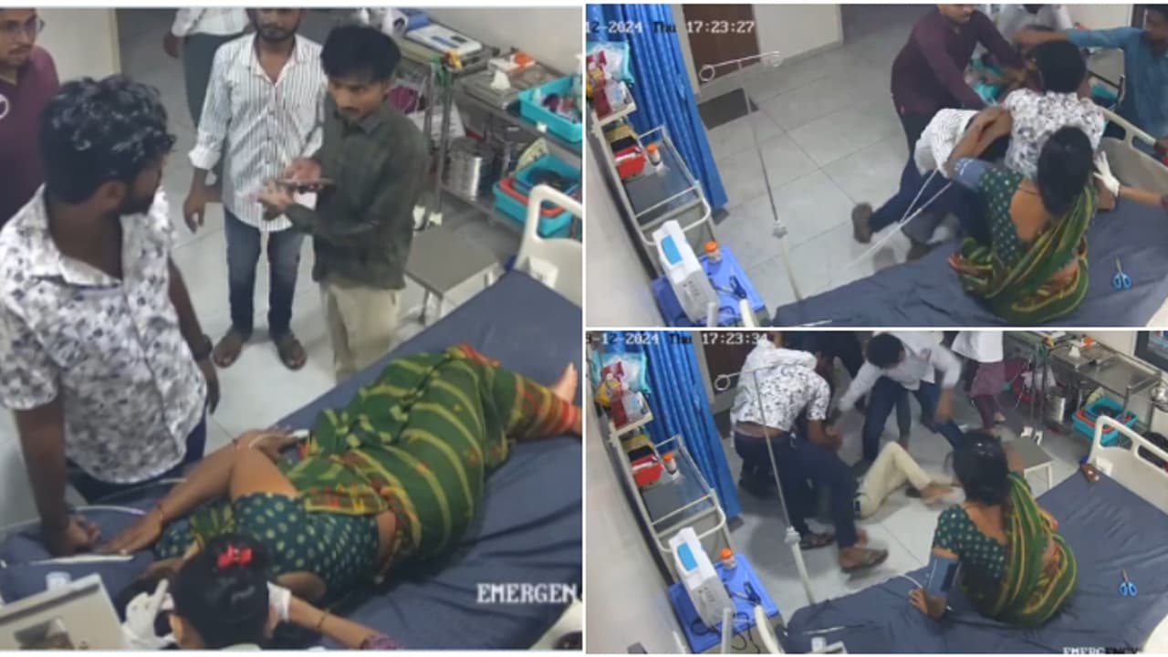 എമർജൻസി വാർഡിൽ ചെരിപ്പിടരുതെന്ന് പറഞ്ഞ ഡോക്ടറെ വളഞ്ഞിട്ട് തല്ലി, രോഗി ശ്രമിച്ചിട്ടും തടയാനായില്ല; വീഡിയോ എമർജൻസി വാർഡിൽ ചെരിപ്പിടരുതെന്ന് പറഞ്ഞ ഡോക്ടറെ വളഞ്ഞിട്ട് തല്ലി, രോഗി ശ്രമിച്ചിട്ടും തടയാനായില്ല; വീഡിയോ