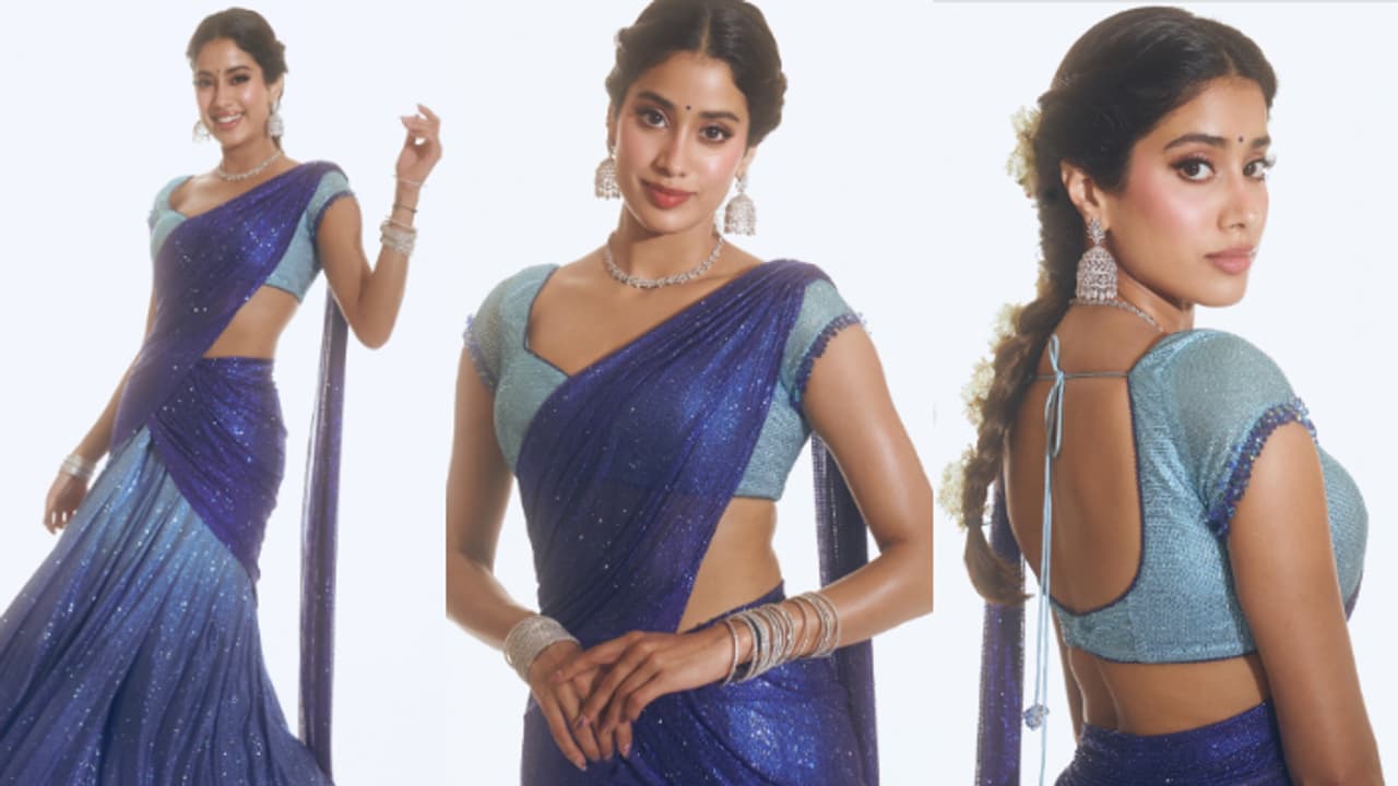 നീല ദാവണിയില്‍ മനോഹരിയായി ജാന്‍വി കപൂര്‍; ചിത്രങ്ങള്‍ വൈറല്‍ 