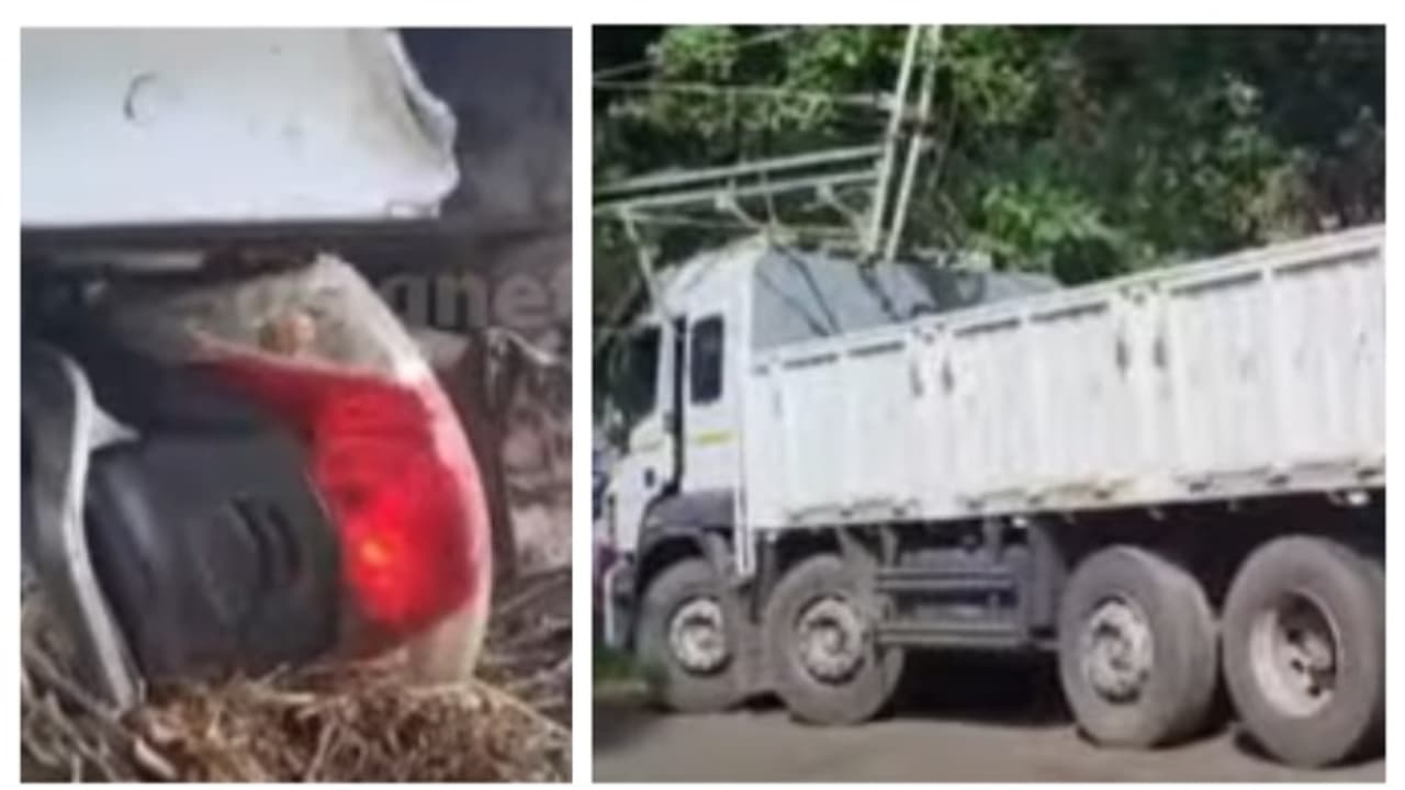 നിർത്തിയിട്ട സ്കൂട്ടറിൽ ഇടിച്ച് ടോറസ്, യുവാക്കൾക്ക് പരിക്ക്, അടിയിലായ സ്കൂട്ടറുമായി ലോറിയോടിയത് 6കിലോമീറ്റര് നിർത്തിയിട്ട സ്കൂട്ടറിൽ ഇടിച്ച് ടോറസ്, യുവാക്കൾക്ക് പരിക്ക്, അടിയിലായ സ്കൂട്ടറുമായി ലോറിയോടിയത് 6കിലോമീറ്റര്