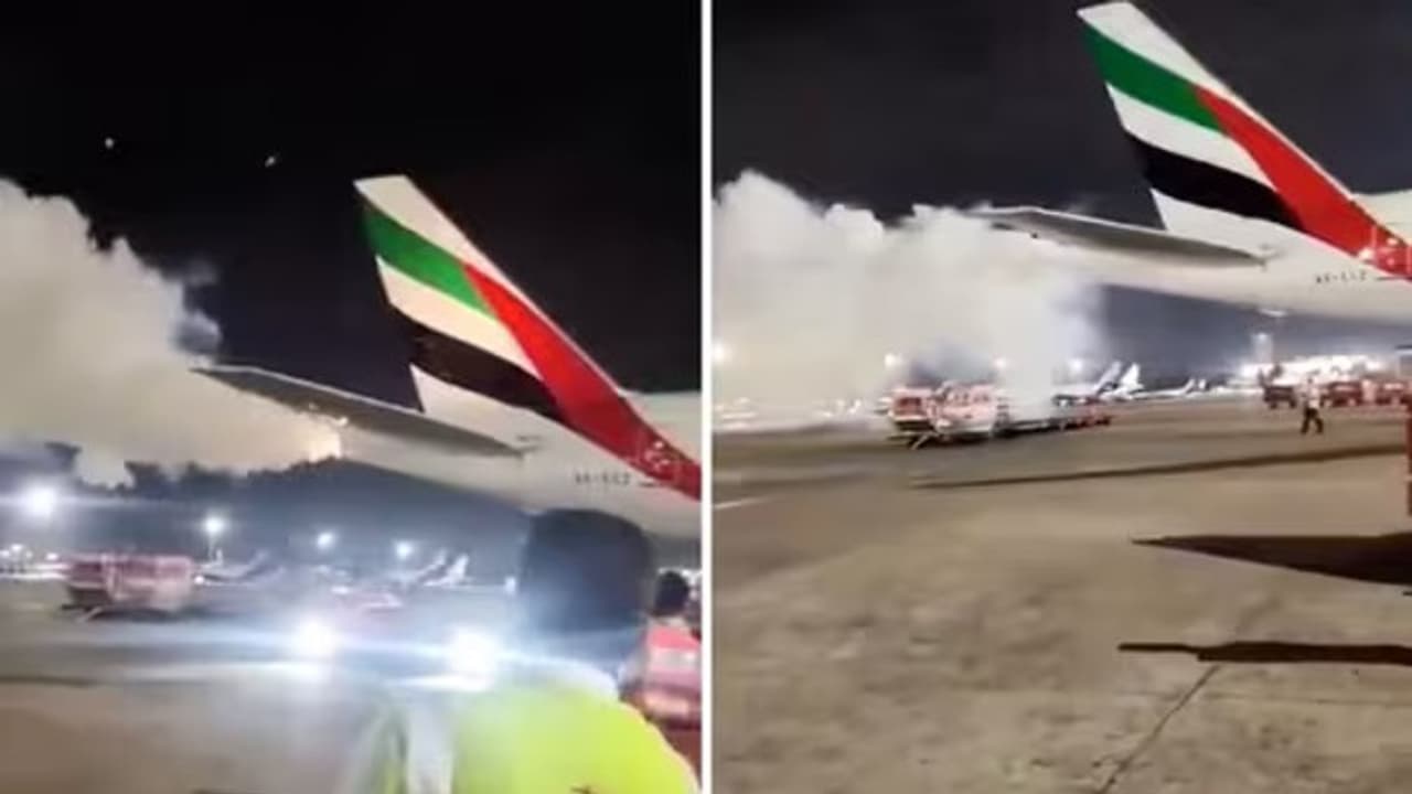Panic after smoke comes out of Dubai bound flight at Chennai airport; Emirates responds (WATCH) Panic after smoke comes out of Dubai bound flight at Chennai airport; Emirates responds (WATCH)
