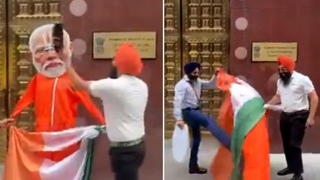 Khalistani supporters deface PM Modi's effigy with shoes, kick Indian flag in NY; video sparks outrage (WATCH)