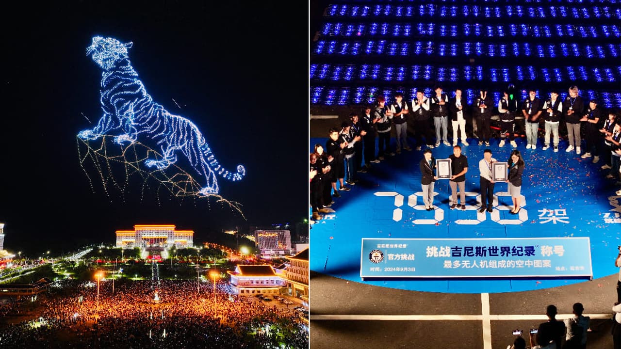 BREATHTAKING! China sets new world record as 7,598 drones lit up sky in stunning aerial display (WATCH)