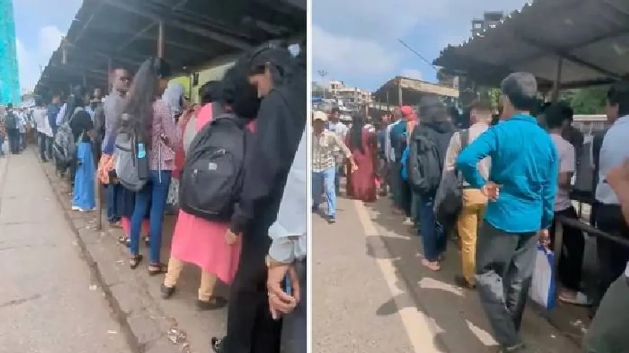 ബസ് കയറാൻ ഇത്രയും ആളുകളോ? മുംബൈ ബസ് സ്റ്റാൻഡിലെ അവസാനിക്കാത്ത ക്യൂ വൈറൽ