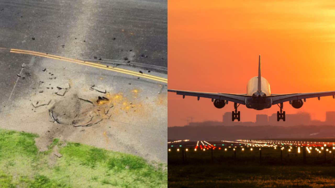 റൺവേയിൽ രണ്ടാം ലോകമഹായുദ്ധകാലത്തെ ബോംബ് പൊട്ടി ​ഗർത്തം രൂപപ്പെട്ടു; ജപ്പാനിലെ എയർപോർട്ട് അടച്ചു