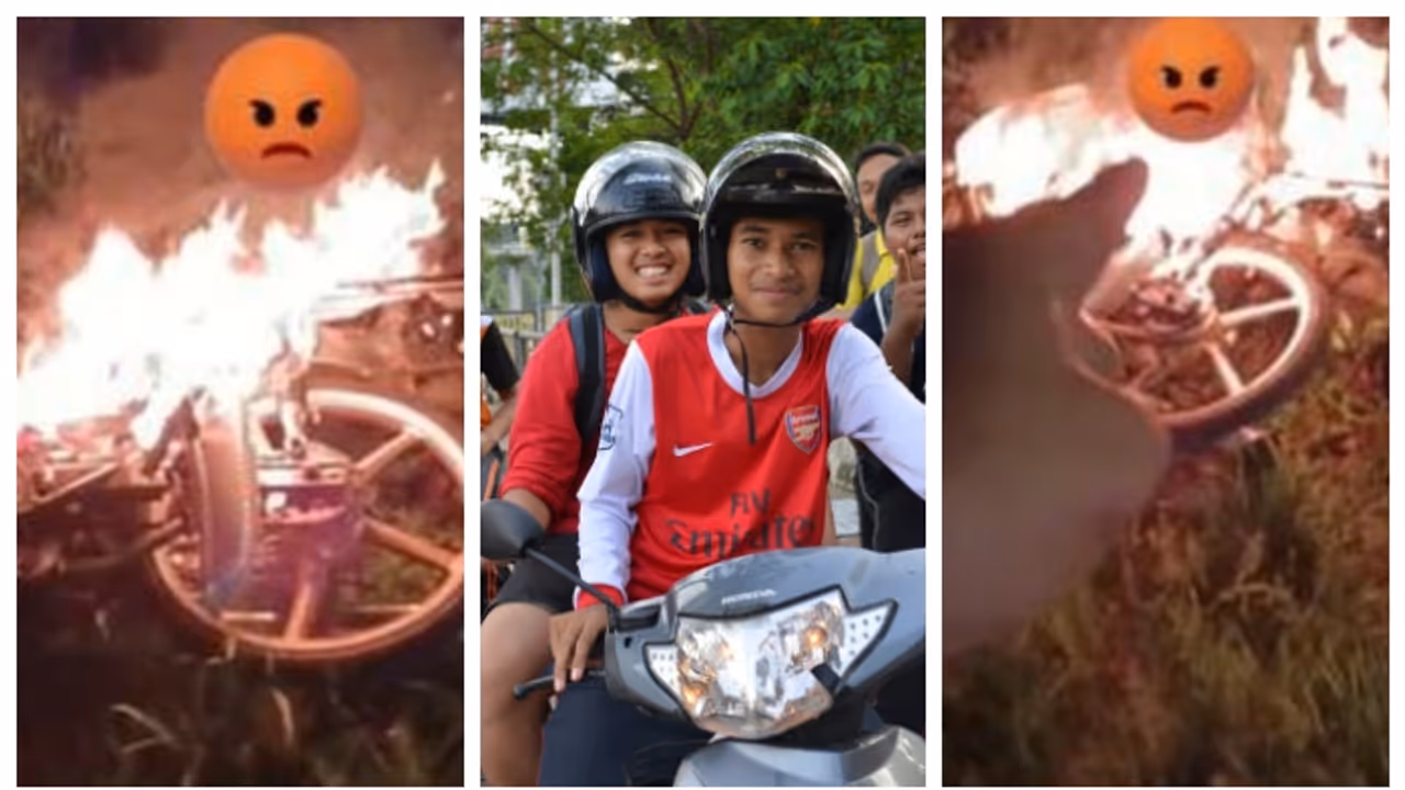 'എനിക്കും മകനും ഇടയിലെ പ്രധാന പ്രശ്നം ഇതാണ്. അതിനെ ഞാൻ ഇല്ലാതാക്കുന്നു'; മകന്‍റെ ബൈക്കിന് തീയിട്ട് അച്ഛൻ 