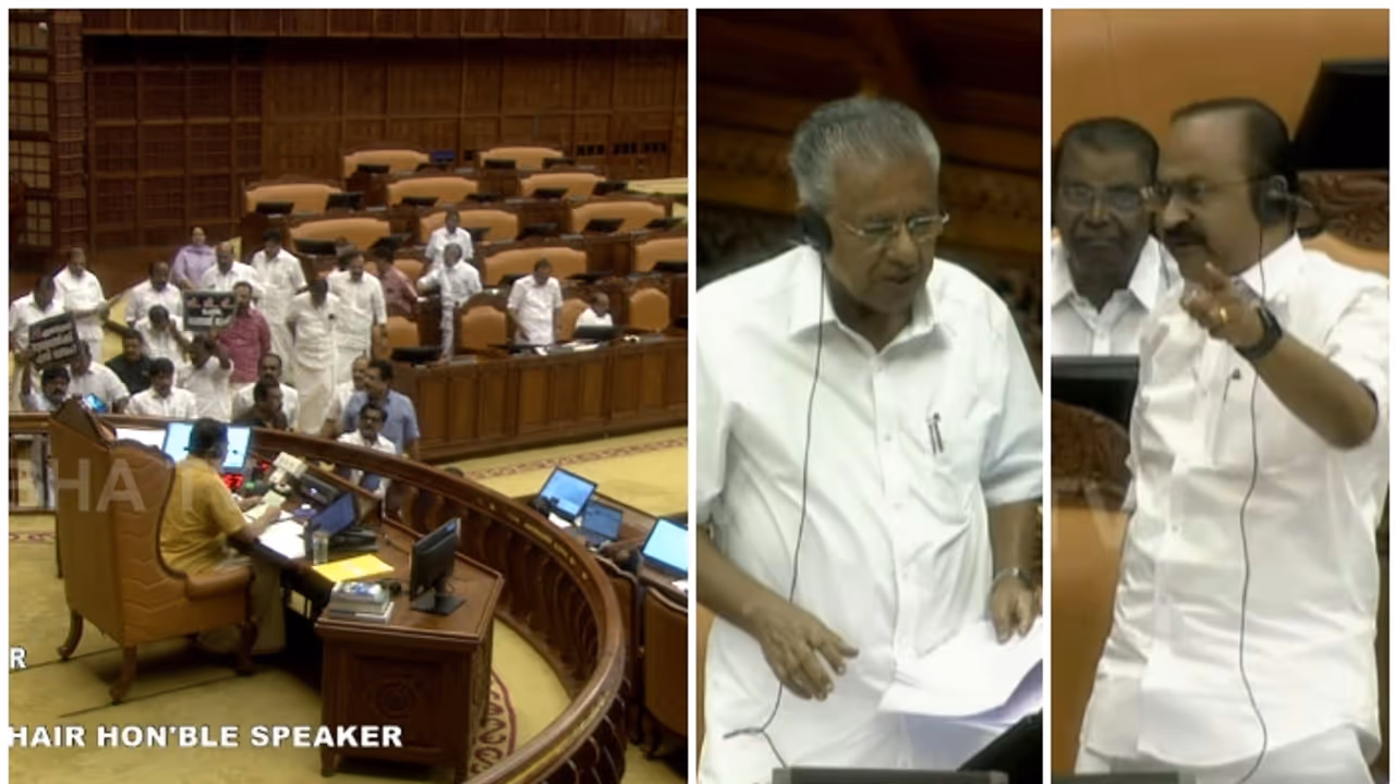 സഭയിലെ ഏറ്റുമുട്ടൽ, മുങ്ങിപ്പോയത് മലപ്പുറം പരാമര്ശത്തിലെ അടിയന്തര പ്രമേയ ചര്ച്ച; ഒളിച്ചോടിയെന്ന് എൽഡിഎഫ് സഭയിലെ ഏറ്റുമുട്ടൽ, മുങ്ങിപ്പോയത് മലപ്പുറം പരാമര്ശത്തിലെ അടിയന്തര പ്രമേയ ചര്ച്ച; ഒളിച്ചോടിയെന്ന് എൽഡിഎഫ്