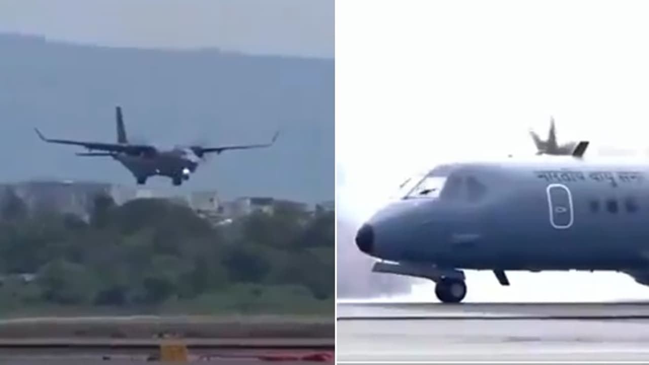 Navi Mumbai Airport achieves milestone with successful trial landing of IAF C 295; WATCH water cannon salute Navi Mumbai Airport achieves milestone with successful trial landing of IAF C 295; WATCH water cannon salute