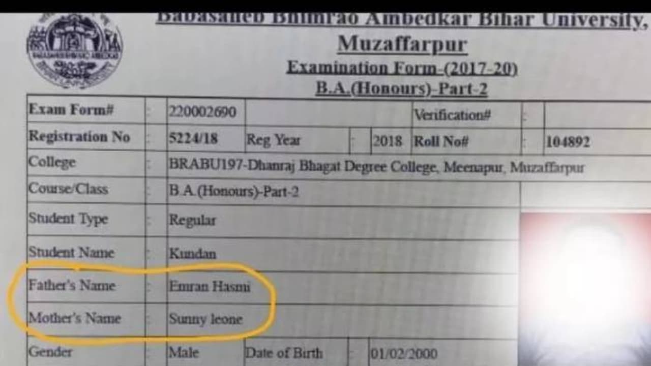 അച്ഛൻ ഇമ്രാൻ ഹാഷ്‍മി, അമ്മ സണ്ണി ലിയോൺ; പരീക്ഷാഫോം വൈറൽ, നീ പഠിച്ചത് മതി സിനിമ പിടിക്കെന്ന് നെറ്റിസൺസ് 