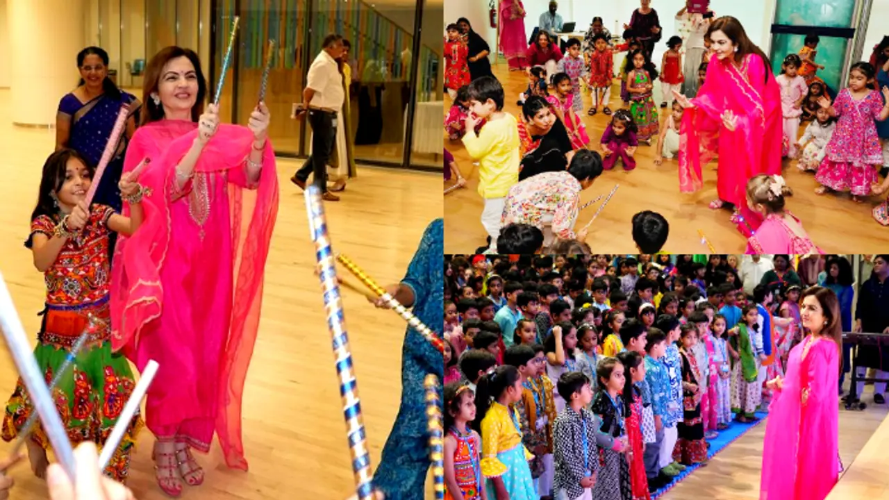 ദാണ്ഡിയ ചുവടുകളുമായി നിത അംബാനി; കൊച്ചുമകന്റെ സ്കൂളിൽ നവരാത്രി ആഘോഷം, ഒപ്പം കരീന കപൂറിൻ്റെ മക്കളും