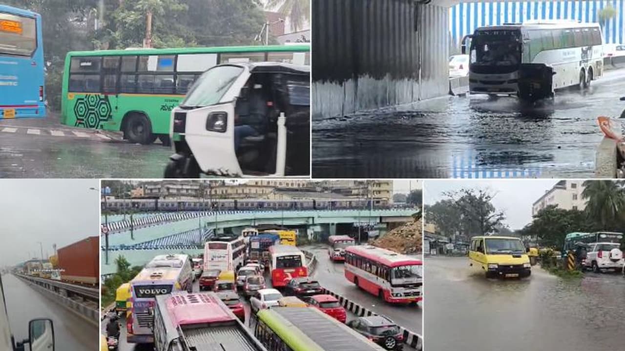 Bengaluru rains disrupt morning commute; Traffic jams worsen, IMD issues Orange alert (WATCH) Bengaluru rains disrupt morning commute; Traffic jams worsen, IMD issues Orange alert (WATCH)