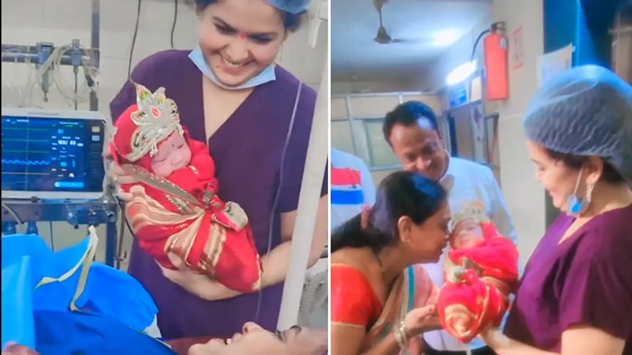 Heartwarming! Doctor dresses baby girl born on Vijayadashami as Goddess Durga; Internet is all hearts (WATCH)