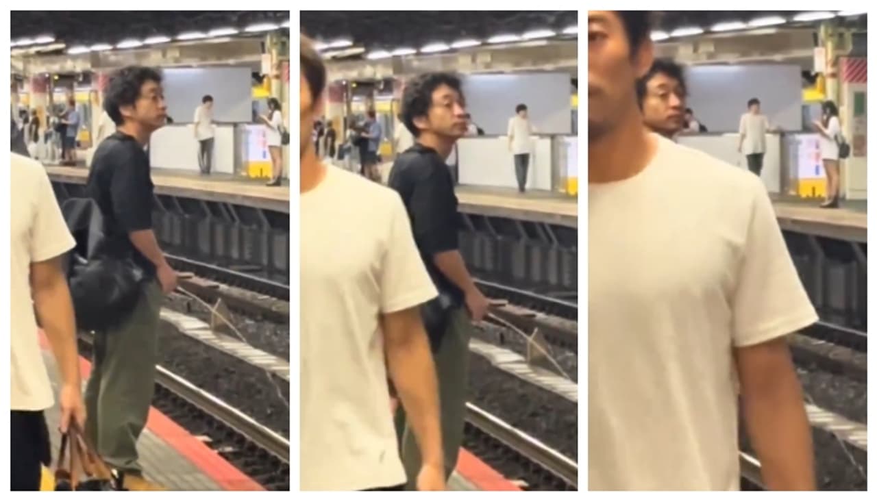 ട്രെയിന്‍ കാത്ത് നിക്കവെ മെട്രോ ട്രാക്കിലേക്ക് മൂത്രമൊഴിച്ച് യുവാവ്, കഴിയും മുന്നേ പിടിവീണു; വീഡിയോ വൈറൽ 