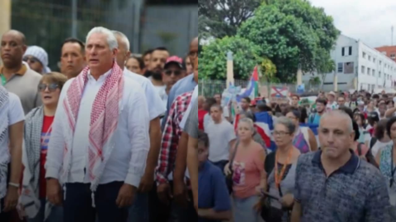 പലസ്തീൻ അനുകൂല മാർച്ച് മുന്നിൽ നിന്ന് നയിച്ച് ക്യൂബൻ പ്രസിഡന്റ്; അണിനിരന്ന് ആയിരങ്ങൾ പലസ്തീൻ അനുകൂല മാർച്ച് മുന്നിൽ നിന്ന് നയിച്ച് ക്യൂബൻ പ്രസിഡന്റ്; അണിനിരന്ന് ആയിരങ്ങൾ