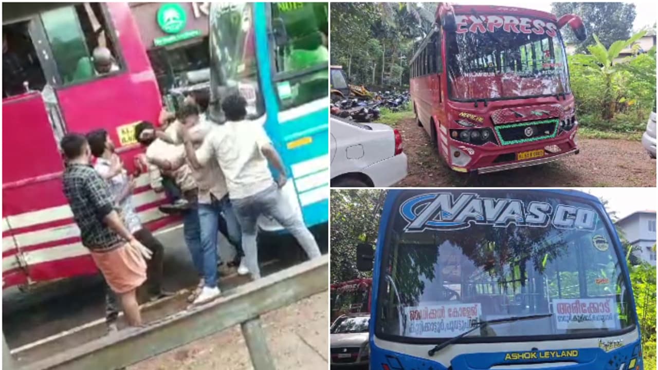 നാട്ടുകാർക്ക് തലവേദനയായി ബസ്സുകളുടെ മത്സരയോട്ടവും കൂട്ടത്തല്ലും; 2 ബസ്സും കസ്റ്റഡിയിൽ, 5 പേർ അറസ്റ്റിൽ നാട്ടുകാർക്ക് തലവേദനയായി ബസ്സുകളുടെ മത്സരയോട്ടവും കൂട്ടത്തല്ലും; 2 ബസ്സും കസ്റ്റഡിയിൽ, 5 പേർ അറസ്റ്റിൽ
