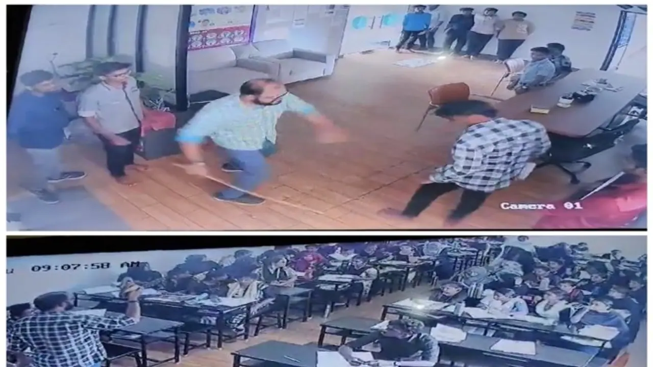 Caught on cam: NEET coaching centre owner brutally thrashes boys with stick, throws slippers at girls | WATCH Caught on cam: NEET coaching centre owner brutally thrashes boys with stick, throws slippers at girls | WATCH