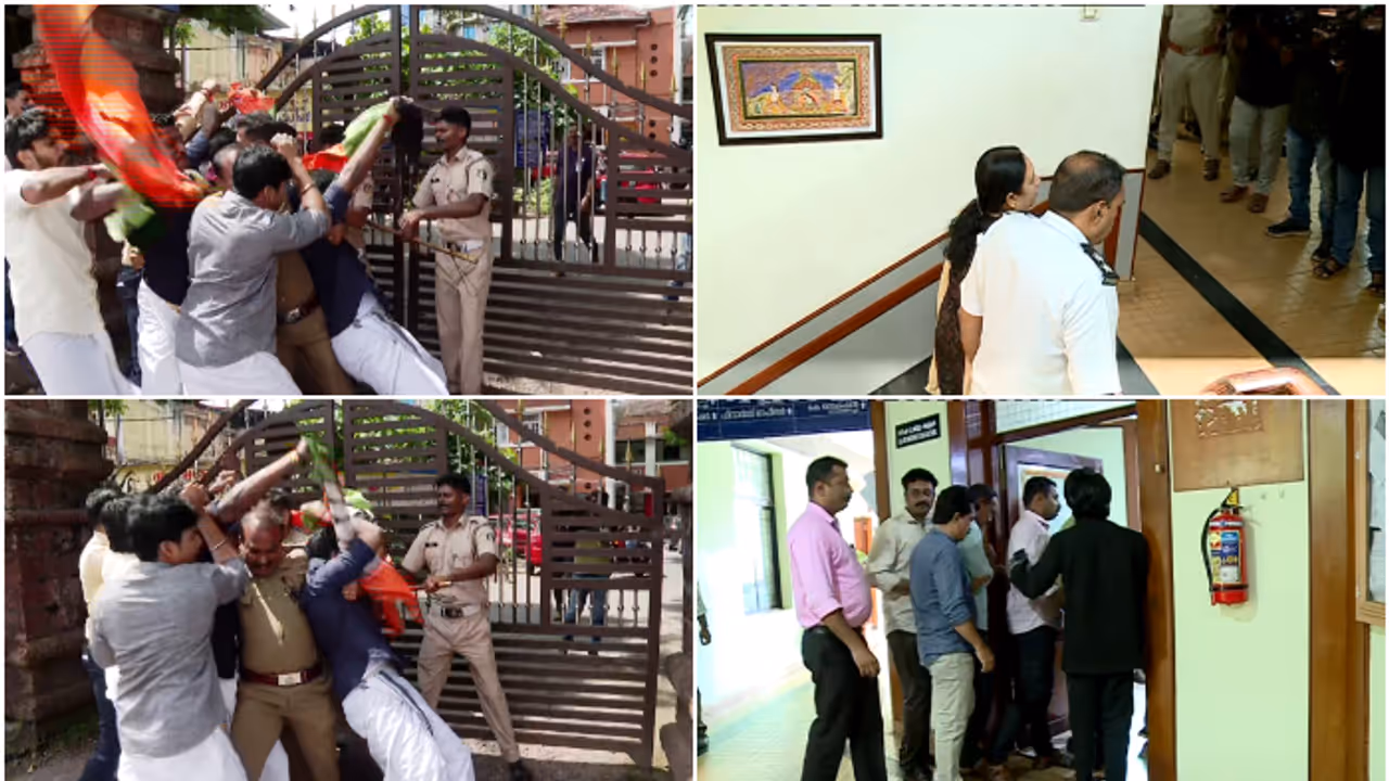 എഡിഎമ്മിൻ്റെ മരണത്തിൽ കളക്ടർക്കെതിരെ പ്രതിഷേധം ശക്തമാവുന്നു; മാർച്ച് തടഞ്ഞ് പൊലീസ്, കളക്ടറുടെ മൊഴിയെടുത്തു എഡിഎമ്മിൻ്റെ മരണത്തിൽ കളക്ടർക്കെതിരെ പ്രതിഷേധം ശക്തമാവുന്നു; മാർച്ച് തടഞ്ഞ് പൊലീസ്, കളക്ടറുടെ മൊഴിയെടുത്തു