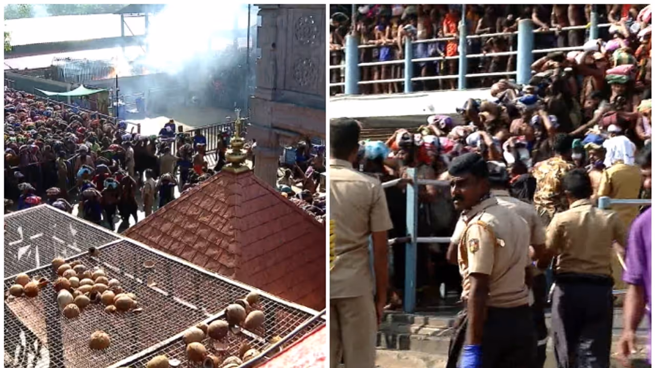 8 മണിക്കൂർ കാത്ത് നിന്നിട്ടും ദർശനം ലഭിച്ചില്ല, ആവശ്യത്തിന് പൊലീസുകാരില്ല; ശബരിമലയിൽ തീർത്ഥാടക ദുരിതം 8 മണിക്കൂർ കാത്ത് നിന്നിട്ടും ദർശനം ലഭിച്ചില്ല, ആവശ്യത്തിന് പൊലീസുകാരില്ല; ശബരിമലയിൽ തീർത്ഥാടക ദുരിതം