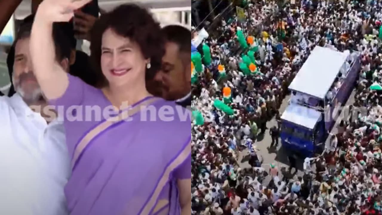 Kerala: Thousands gather in Wayanad as Priyanka Gandhi holds roadshow ahead of filing nomination for bypoll