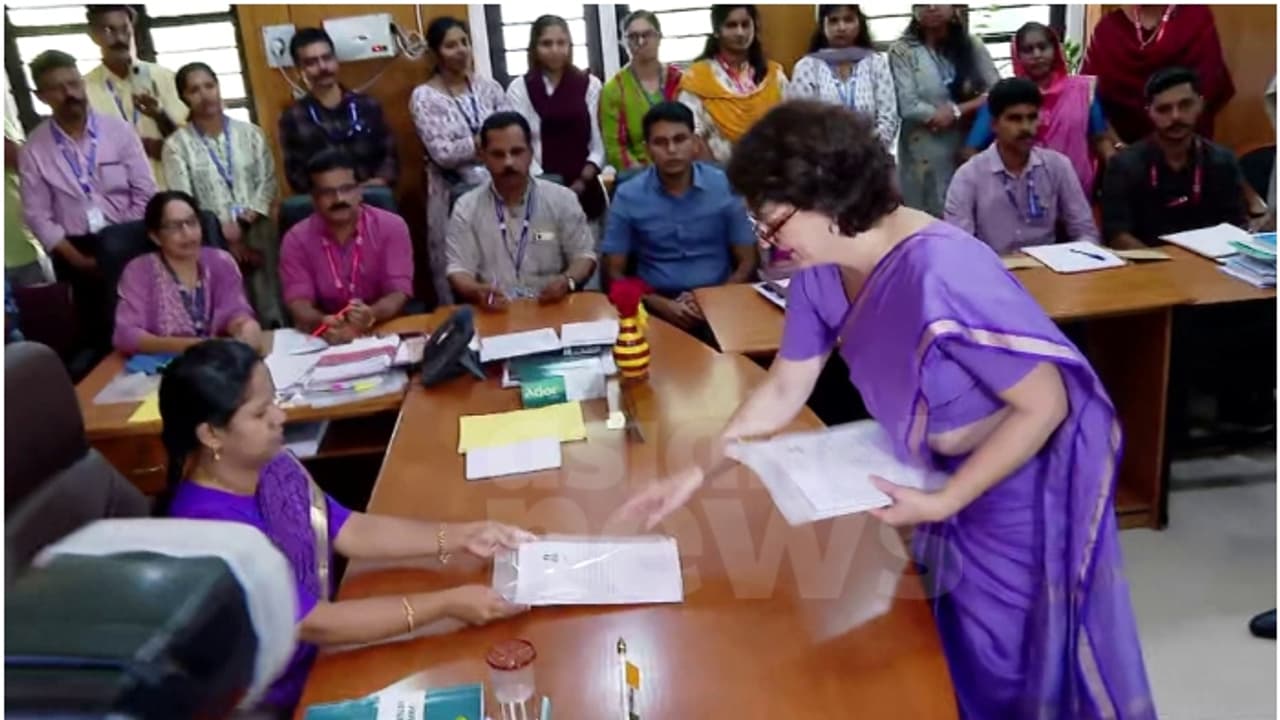 Kerala: Priyanka Gandhi files nomination for Wayanad bypoll in presence of family members, party leaders Kerala: Priyanka Gandhi files nomination for Wayanad bypoll in presence of family members, party leaders