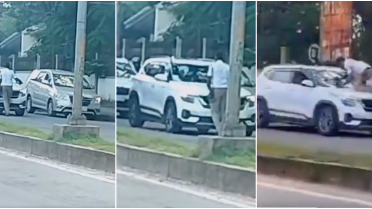കാർ നിർത്താൻ പറഞ്ഞ ട്രാഫിക് പൊലീസിനെ വണ്ടിയിടിപ്പിച്ച് ബോണറ്റിൽ കയറ്റി യുവാവ്; വലിച്ചിഴച്ചത് 100 മീറ്റർ