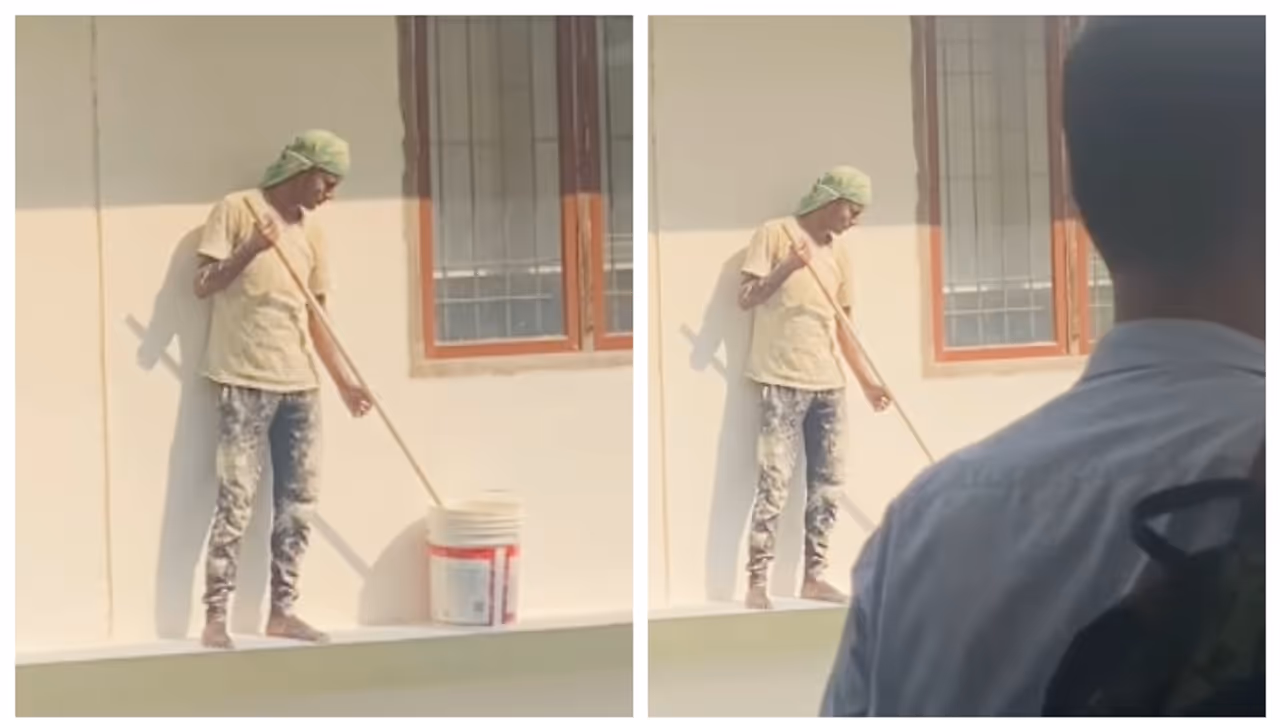 ജോലിക്കിടയിൽ ദേശീയഗാനം കേട്ട പെയിൻറിംഗ് തൊഴിലാളി ചെയ്തത് കണ്ടോ; വൈറലായി വീഡിയോ