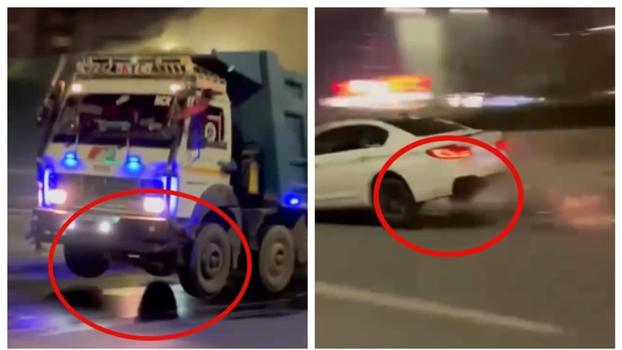 രാത്രിയിൽ 'നിലം തൊടാതെ പറക്കുന്ന' വാഹനങ്ങള്‍; എല്ലാം 'സ്പീഡ് ബ്രേക്കറി'ന്‍റെ കളിയെന്ന് സോഷ്യല്‍ മീഡിയ 