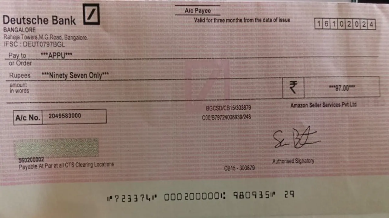 HILARIOUS! Man claims Amazon sent him a Rs 97 refund as cheque, viral post leaves Internet in splits