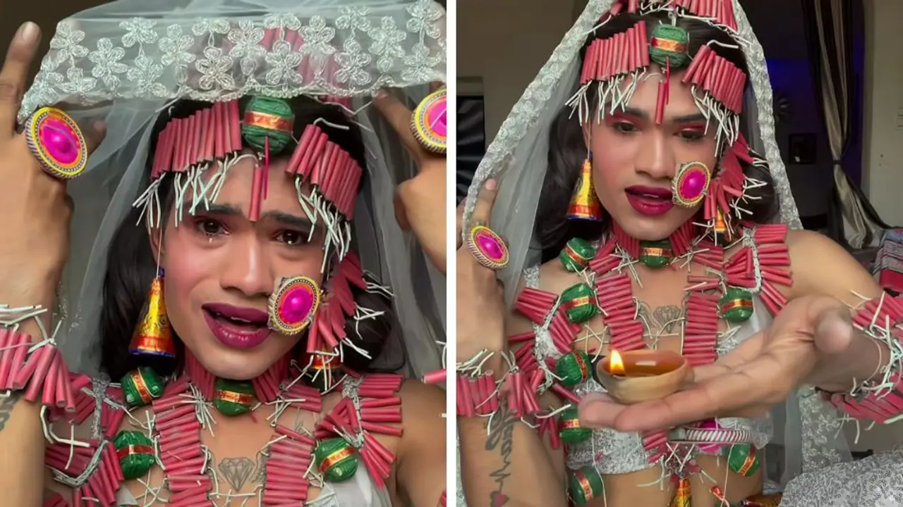 ಉರ್ಫಿ ಹಿಂದಿಕ್ಕಿದ ಯುವಕ, ಪಟಾಕಿಯೇ ಆಭರಣವಾಯ್ತು! 