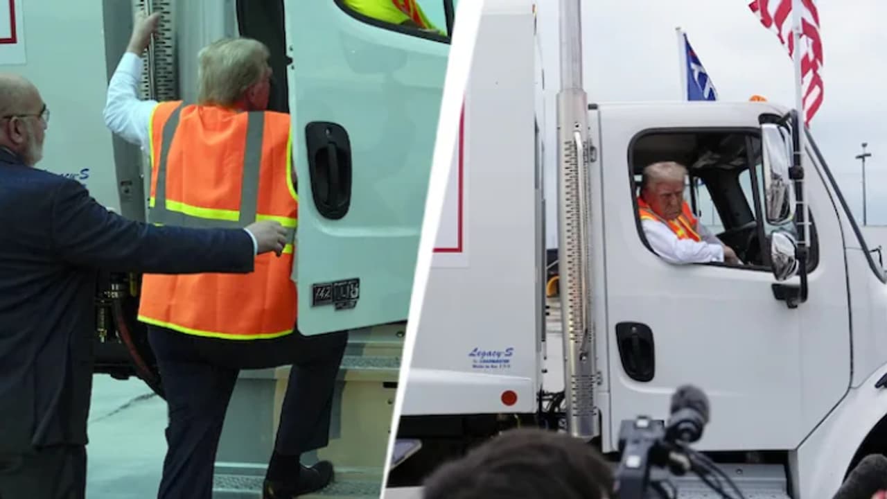 US Elections 2024: Donald Trump rides garbage truck, says 'in honour of Kamala, Biden' US Elections 2024: Donald Trump rides garbage truck, says 'in honour of Kamala, Biden'