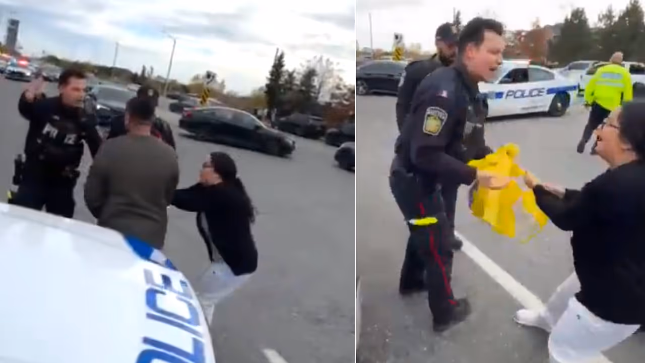 Indians confront Canadian police for supporting Khalistanis during flag clash, chant Vande Mataram (WATCH) Indians confront Canadian police for supporting Khalistanis during flag clash, chant Vande Mataram (WATCH)