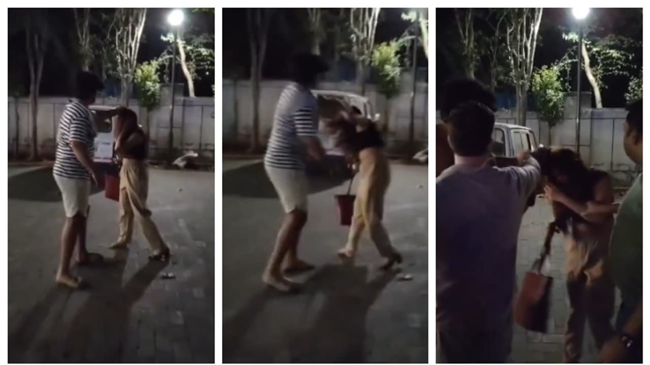 നാട്ടുകാരുടെ മുന്നില്‍ വച്ച് യുവതിയുടെ മുടിക്ക് കുത്തിപ്പിടിച്ച്, മുഖത്തടിച്ച് യുവാവ്; വീഡിയോ വൈറല്‍ 