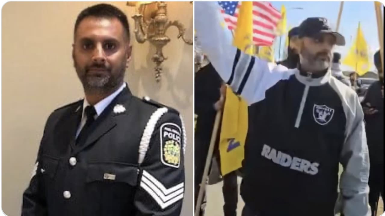 Canadian police officer suspended for attending pro Khalistan protest outside Hindu temple in Brampton Canadian police officer suspended for attending pro Khalistan protest outside Hindu temple in Brampton