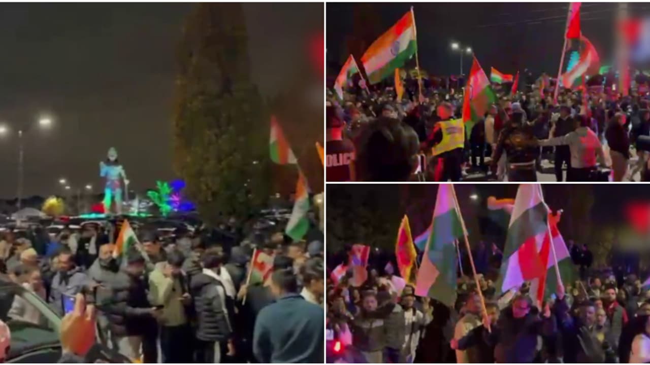 കാനഡയിൽ ആക്രമിക്കപ്പെട്ട ക്ഷേത്രത്തിന് മുന്നിൽ ഇന്ത്യക്കാർ ഒത്തുകൂടി; ആയിരങ്ങൾ എത്തിയത് ദേശീയ പതാകയുമായി