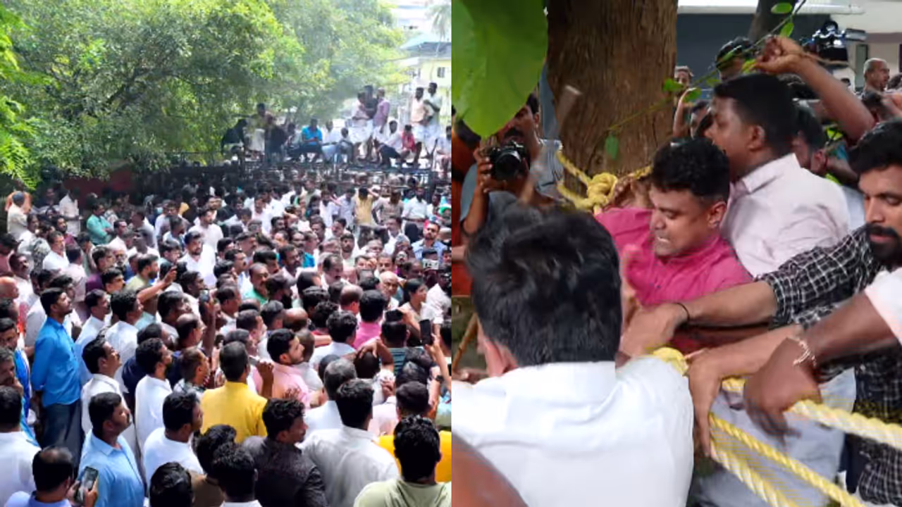 പാതിരാറെയ്ഡ്: പ്രതിഷേധം തെരുവിലേക്ക്; എസ് പി ഓഫീസിലേക്ക് യുഡിഎഫ് മാർച്ച്, സംഘർഷം പാതിരാറെയ്ഡ്: പ്രതിഷേധം തെരുവിലേക്ക്; എസ് പി ഓഫീസിലേക്ക് യുഡിഎഫ് മാർച്ച്, സംഘർഷം