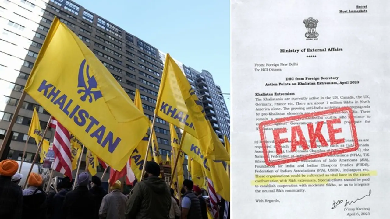 2023 'memo' linking diplomats to mobilising diaspora against pro Khalistan elements is FAKE, clarifies India 2023 'memo' linking diplomats to mobilising diaspora against pro Khalistan elements is FAKE, clarifies India