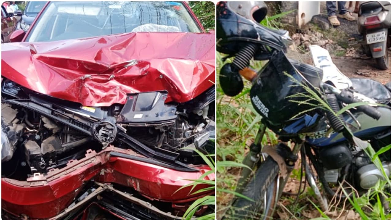 എറണാകുളം പള്ളിക്കരയിൽ ബൈക്കും കാറും കൂട്ടിയിടിച്ച് ഒരാൾ മരിച്ചു; പഞ്ചായത്ത് പ്രസിഡൻ്റിന് പരിക്ക്