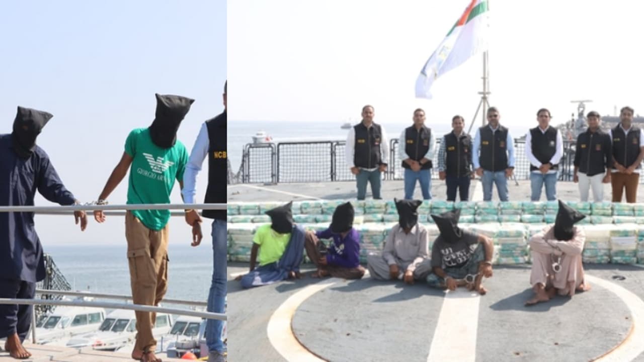 രജിസ്ട്രേഷനില്ലാത്ത ബോട്ട്, വളഞ്ഞ് പൊലീസും നാവിക സേനയും; ഗുജറാത്തിൽ നിന്ന് 700 കിലോ മെത്ത് പിടികൂടി, അറസ്റ്റ്