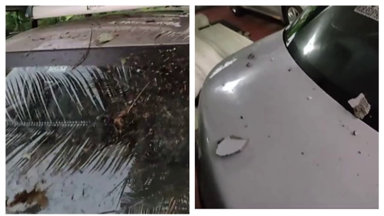 മഴയില്ലാതെ ഇടിമിന്നൽ: കാറിന്റെ മുകളിലേക്ക് അടർന്ന് വീണ് തൂണ്; ഇലക്ട്രിക് ഉപകരണങ്ങൾക്കും കേടുപാടുകൾ, നാശനഷ്ടം മഴയില്ലാതെ ഇടിമിന്നൽ: കാറിന്റെ മുകളിലേക്ക് അടർന്ന് വീണ് തൂണ്; ഇലക്ട്രിക് ഉപകരണങ്ങൾക്കും കേടുപാടുകൾ, നാശനഷ്ടം