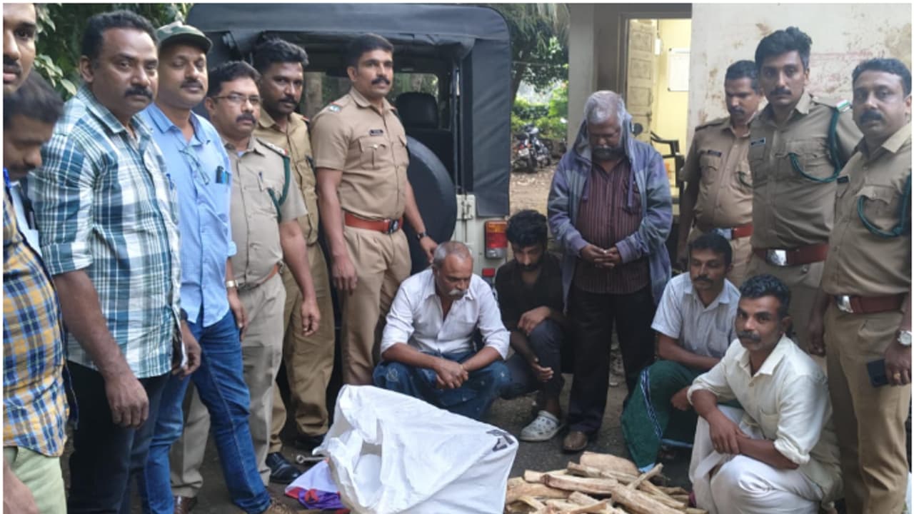 ചന്ദനവുമായി മുൻ പൊലീസ് തണ്ടർബോൾട്ട് അറസ്റ്റിലായി; അന്വേഷണം എത്തിയത് പ്രധാന കണ്ണിയിലേക്ക്, 5 പേർ അറസ്റ്റിൽ ചന്ദനവുമായി മുൻ പൊലീസ് തണ്ടർബോൾട്ട് അറസ്റ്റിലായി; അന്വേഷണം എത്തിയത് പ്രധാന കണ്ണിയിലേക്ക്, 5 പേർ അറസ്റ്റിൽ