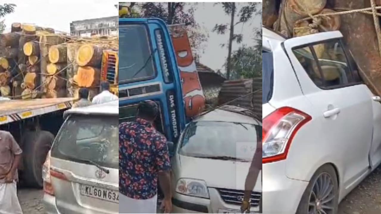 റോഡിലെ കുഴിയിൽ വീണ തടിലോറി മറിഞ്ഞത് സ്വിഫ്റ്റ് കാറിനും ഹ്യൂണ്ടായ് കാറിനും മുകളിലേക്ക്; അപകടം പെരുമ്പാവൂരിൽ റോഡിലെ കുഴിയിൽ വീണ തടിലോറി മറിഞ്ഞത് സ്വിഫ്റ്റ് കാറിനും ഹ്യൂണ്ടായ് കാറിനും മുകളിലേക്ക്; അപകടം പെരുമ്പാവൂരിൽ