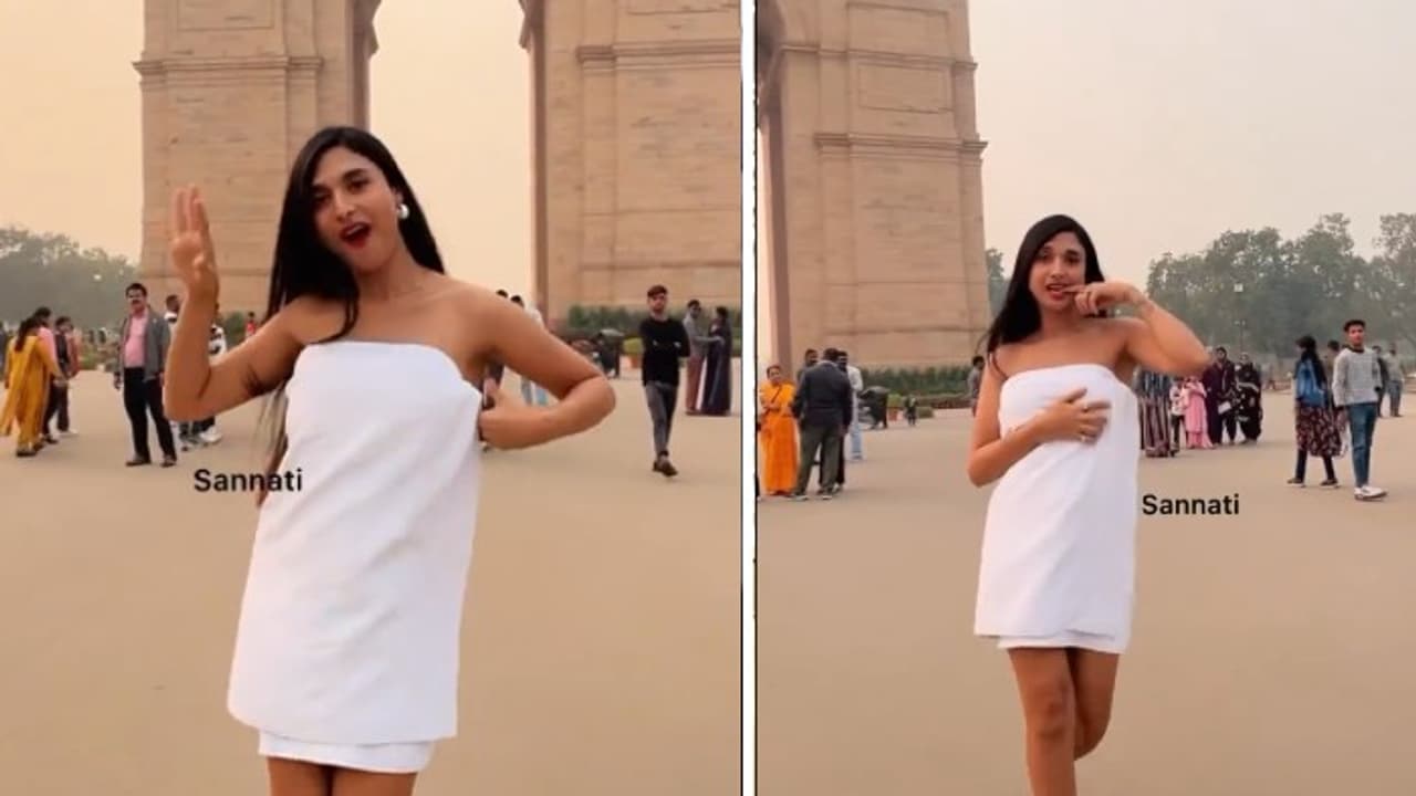 Woman dances in towel in front of India Gate amid Delhi's pollution crisis, internet dubs act shameful (WATCH)