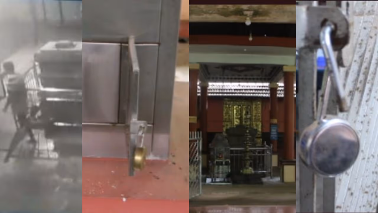 മുണ്ടും ബനിയനും ധരിച്ച ഒരാൾ, രാത്രി മാഹിയിലെ ക്ഷേത്രത്തിലെത്തി; പൂട്ട് പൊളിച്ച് പണവുമായി മുങ്ങി, ദൃശ്യങ്ങൾ