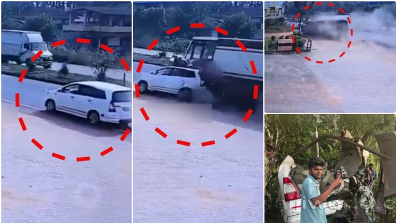 ഞെട്ടിക്കുന്ന സിസിടിവി ദൃശ്യങ്ങൾ, പാഞ്ഞെത്തിയ ട്രക്ക് ഇന്നോവയിലേക്ക് ഇടിച്ചുകയറുന്നു, മലയാളികൾ ചികിത്സയിൽ