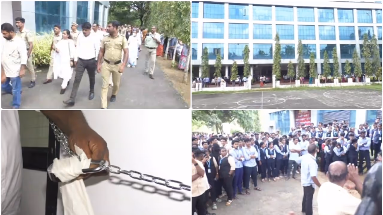 എറണാകുളത്ത് കോളേജ് ജപ്തി ചെയ്യാൻ സ്വകാര്യ ബാങ്ക്, വൻ പൊലീസ് സന്നാഹം, തടയാനൊരുങ്ങി കുട്ടികളും ജീവനക്കാരും എറണാകുളത്ത് കോളേജ് ജപ്തി ചെയ്യാൻ സ്വകാര്യ ബാങ്ക്, വൻ പൊലീസ് സന്നാഹം, തടയാനൊരുങ്ങി കുട്ടികളും ജീവനക്കാരും