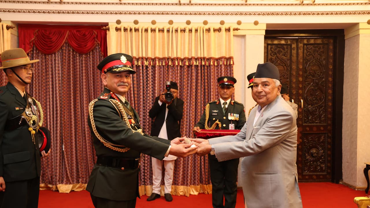 Indian Army Chief Gen Upendra Dwivedi conferred honorary General rank of Nepali Army; See Pics Indian Army Chief Gen Upendra Dwivedi conferred honorary General rank of Nepali Army; See Pics