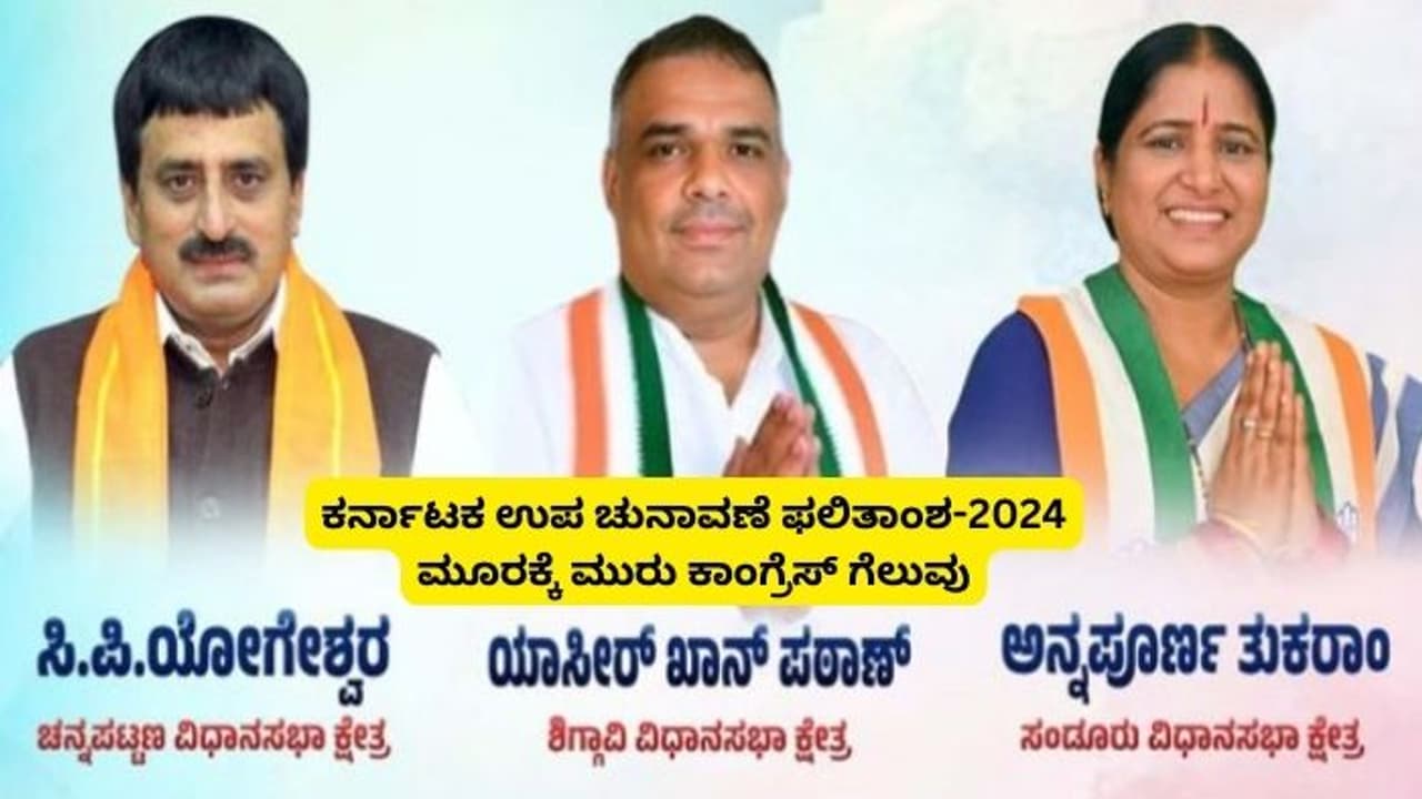 ಸುಳ್ಳಾಯ್ತು ಎಕ್ಸಿಟ್ ಪೋಲ್ ಭವಿಷ್ಯ; ಮೂರಕ್ಕೆ ಮೂರು ಕ್ಷೇತ್ರ ಗೆದ್ದ ಕಾಂಗ್ರೆಸ್ ಗ್ಯಾರಂಟಿ! ಸುಳ್ಳಾಯ್ತು ಎಕ್ಸಿಟ್ ಪೋಲ್ ಭವಿಷ್ಯ; ಮೂರಕ್ಕೆ ಮೂರು ಕ್ಷೇತ್ರ ಗೆದ್ದ ಕಾಂಗ್ರೆಸ್ ಗ್ಯಾರಂಟಿ!