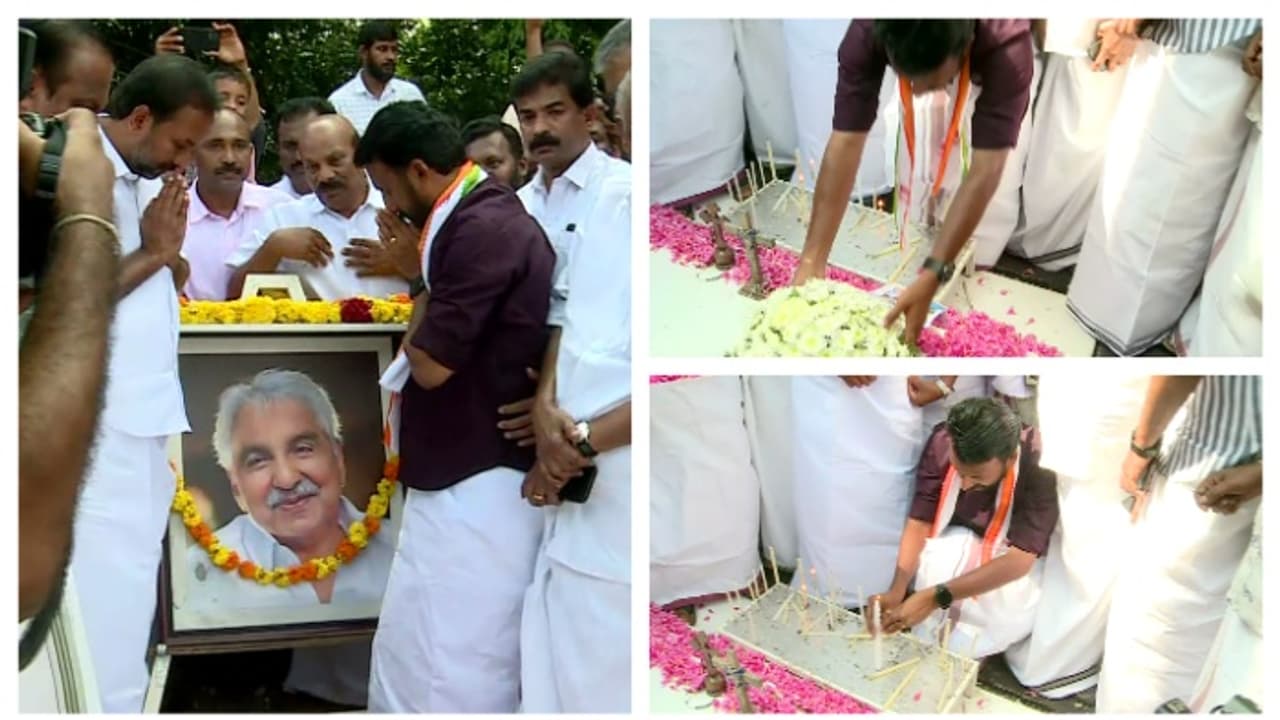 ഉമ്മൻ ചാണ്ടിയുടെ കല്ലറയിൽ പുഷ്പാർച്ചന നടത്തി രാഹുൽ മാങ്കൂട്ടത്തിൽ; 'വർ​ഗീയ ശക്തികളുടെ വോട്ട് വാങ്ങിയിട്ടില്ല'