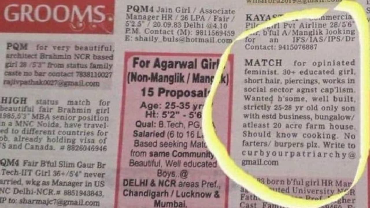 ബംഗ്ലാവും 20 ഏക്കർ ഫാം ഹൗസുമുള്ള, സുന്ദരനായ യുവാവിനെ ആവശ്യമുണ്ട്; വൈറലായി വിവാഹ പരസ്യം ബംഗ്ലാവും 20 ഏക്കർ ഫാം ഹൗസുമുള്ള, സുന്ദരനായ യുവാവിനെ ആവശ്യമുണ്ട്; വൈറലായി വിവാഹ പരസ്യം